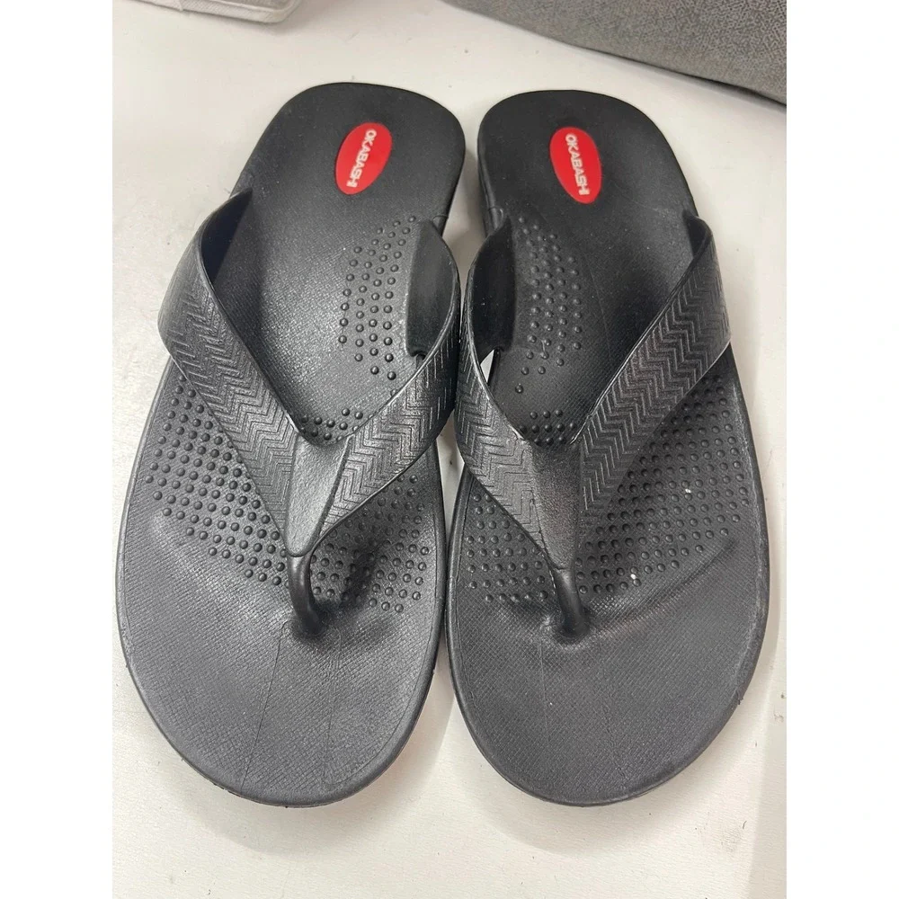Okabashi Surf Mens Flip Flops Black Waterproof Sandals Size XL Made in USA